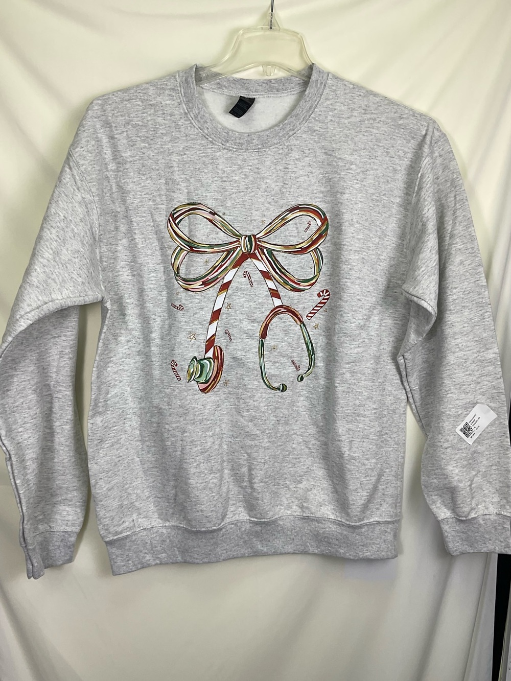 Red and Green Bow with Candy Cane Stethoscope- Ashgrey